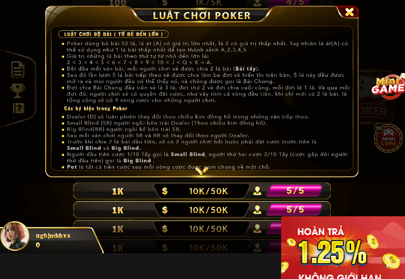 Cá cược Poker MU9 bạn nắm rõ luật chơi, quy tắc